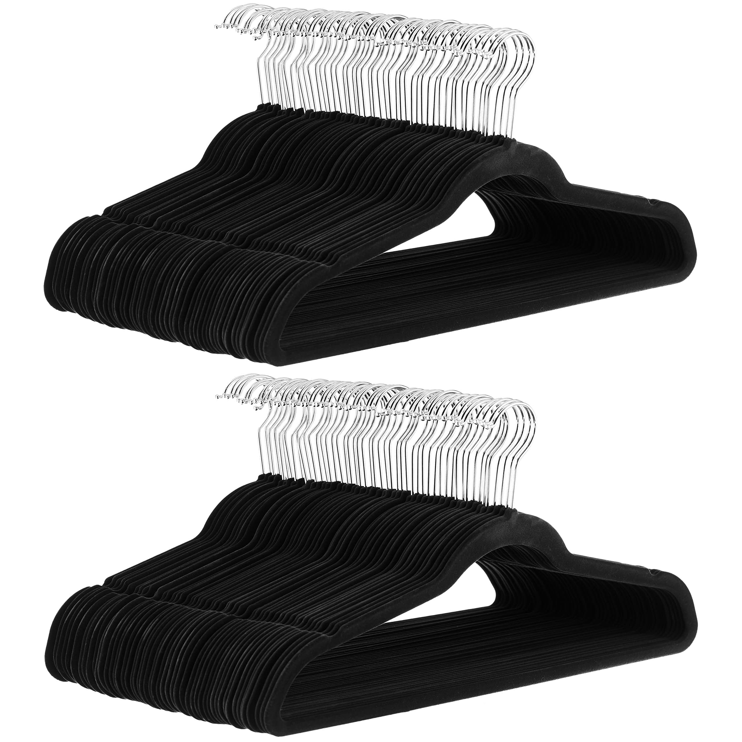 Amazon Basics Slim, Velvet, Non-Slip Suit Clothes Hangers, Pack of 50, Black